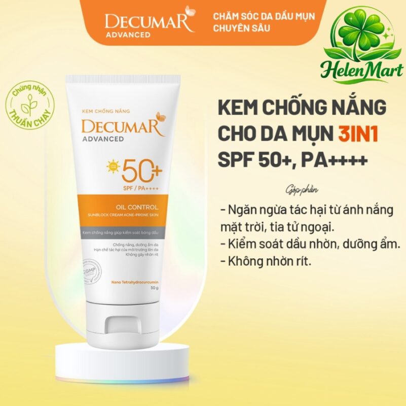 Decumar advanced Nano technology sunscreen, oil control for acne-prone skin 50g